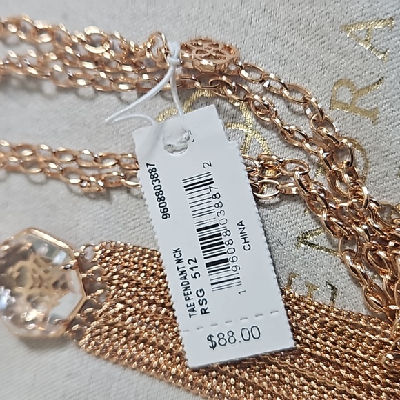 Kendra Scott Tae Dichroic Glass, Long Pendant Tassel Rose Gold Necklace - Picture 2 of 6